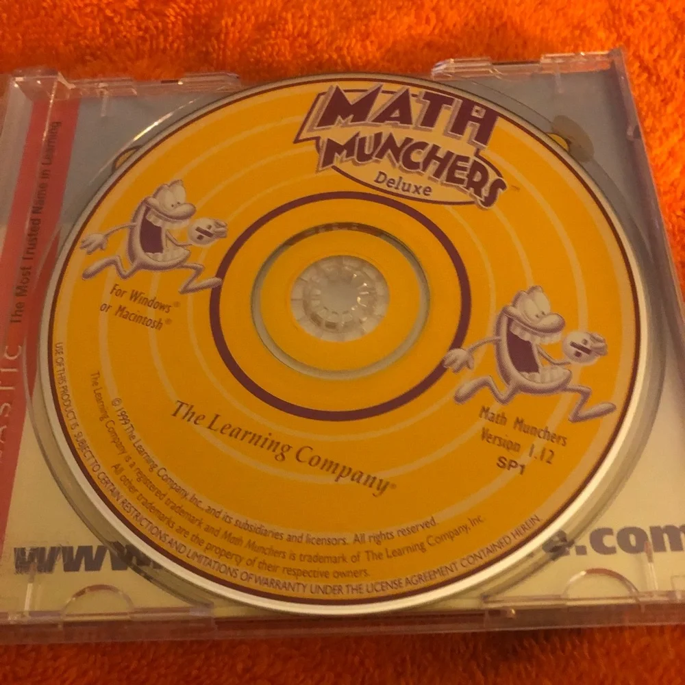 Math Munchers Deluxe PC Game CD ROM Learn At Home Tutoring Game Vintage